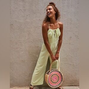 Free People Oh My Darling Jumpsuit Criss Cross New Medium Citrus Green